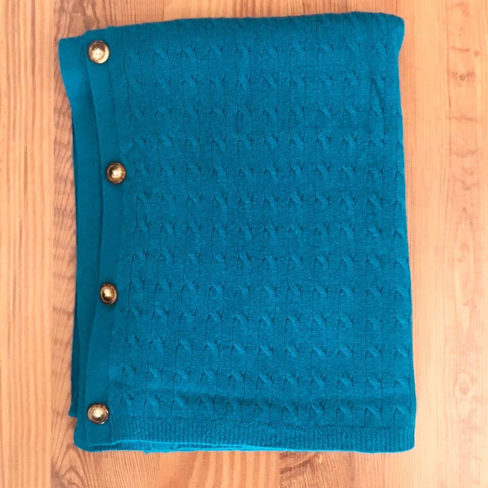 Orvis Wool Cashmere Blend Cable Knit Shawl Scarf